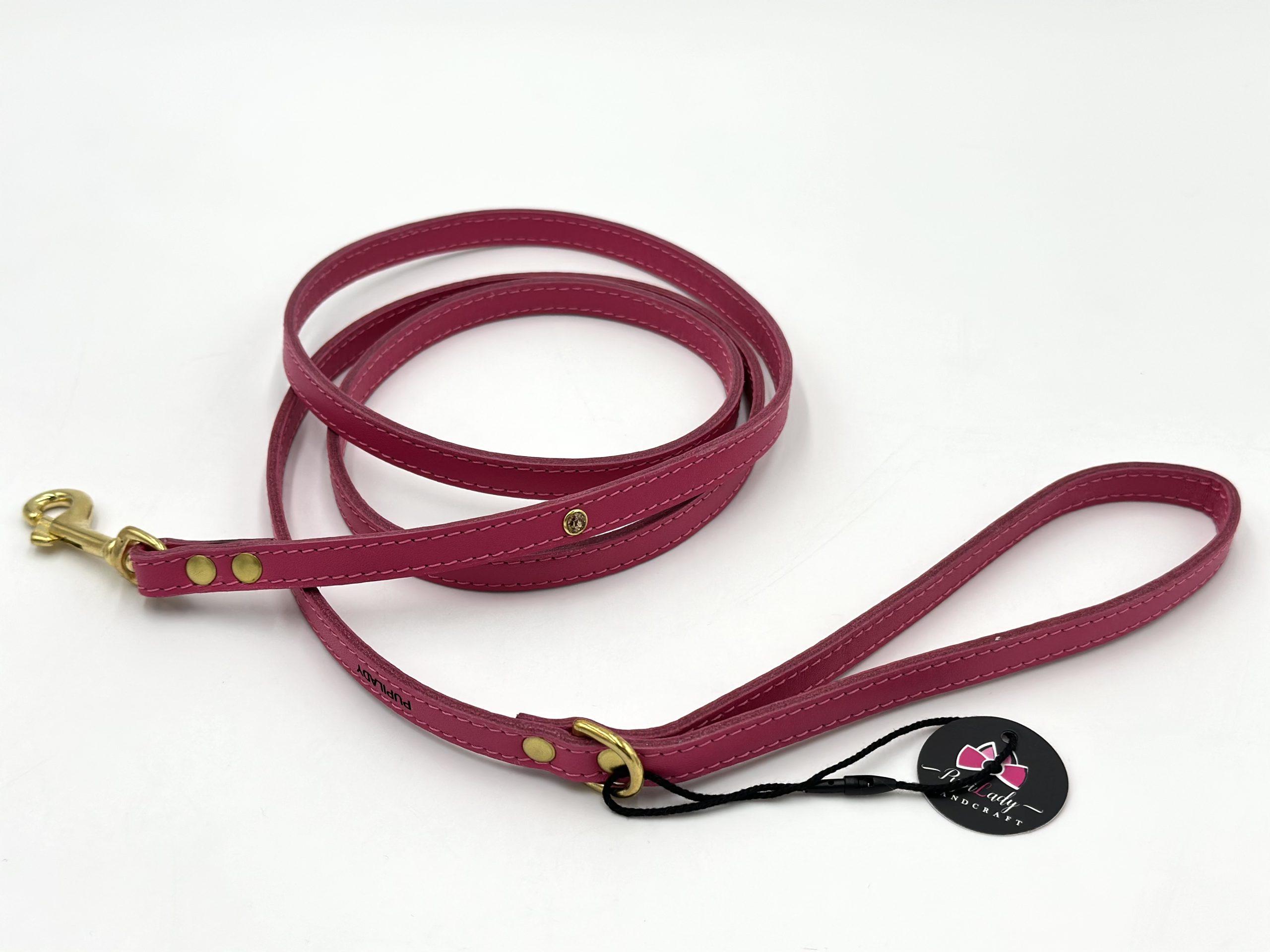 Smycz ze skóry naturalnej SM 6, fuksja