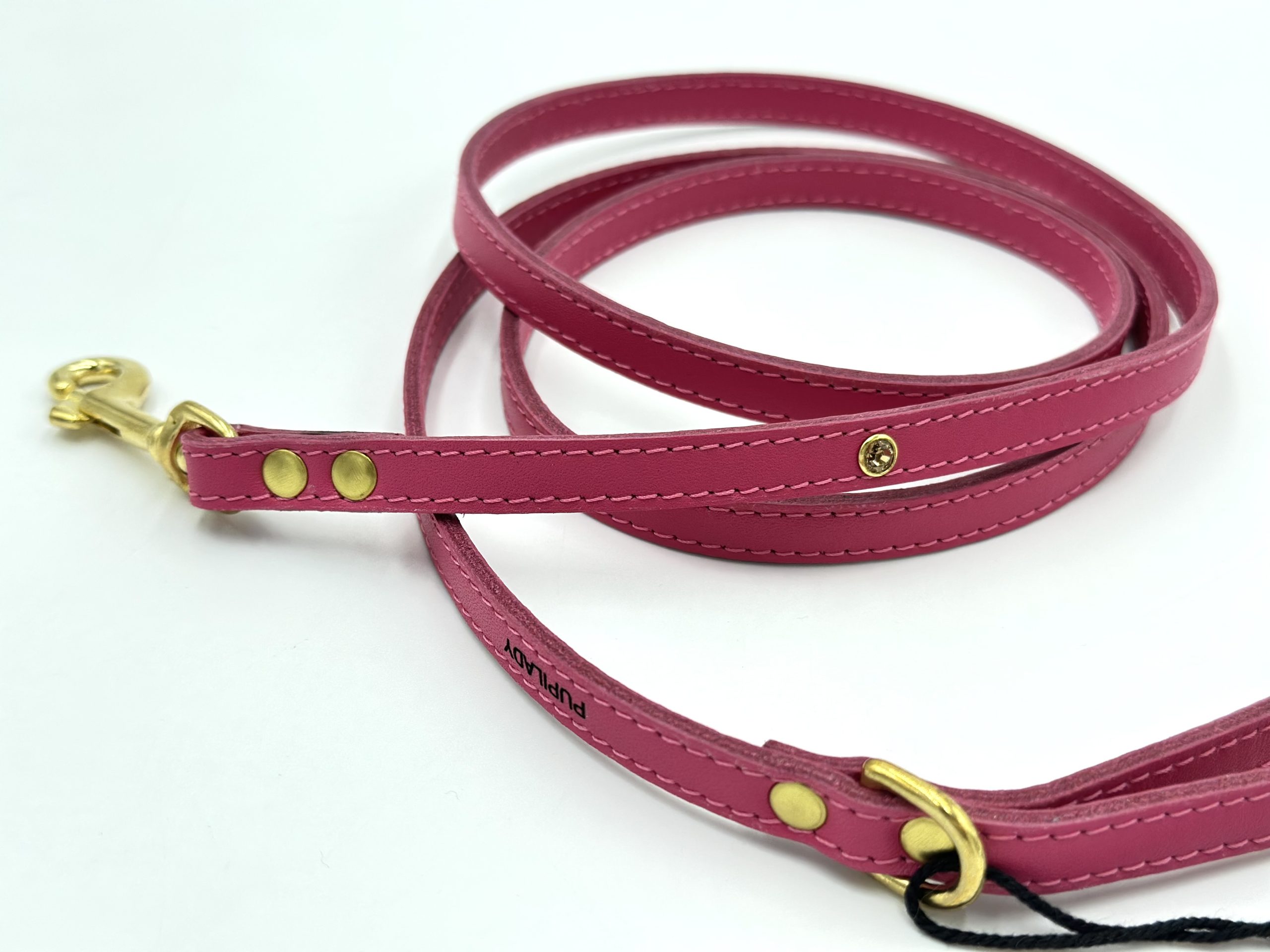 Smycz ze skóry naturalnej SM 6, fuksja - obrazek 2