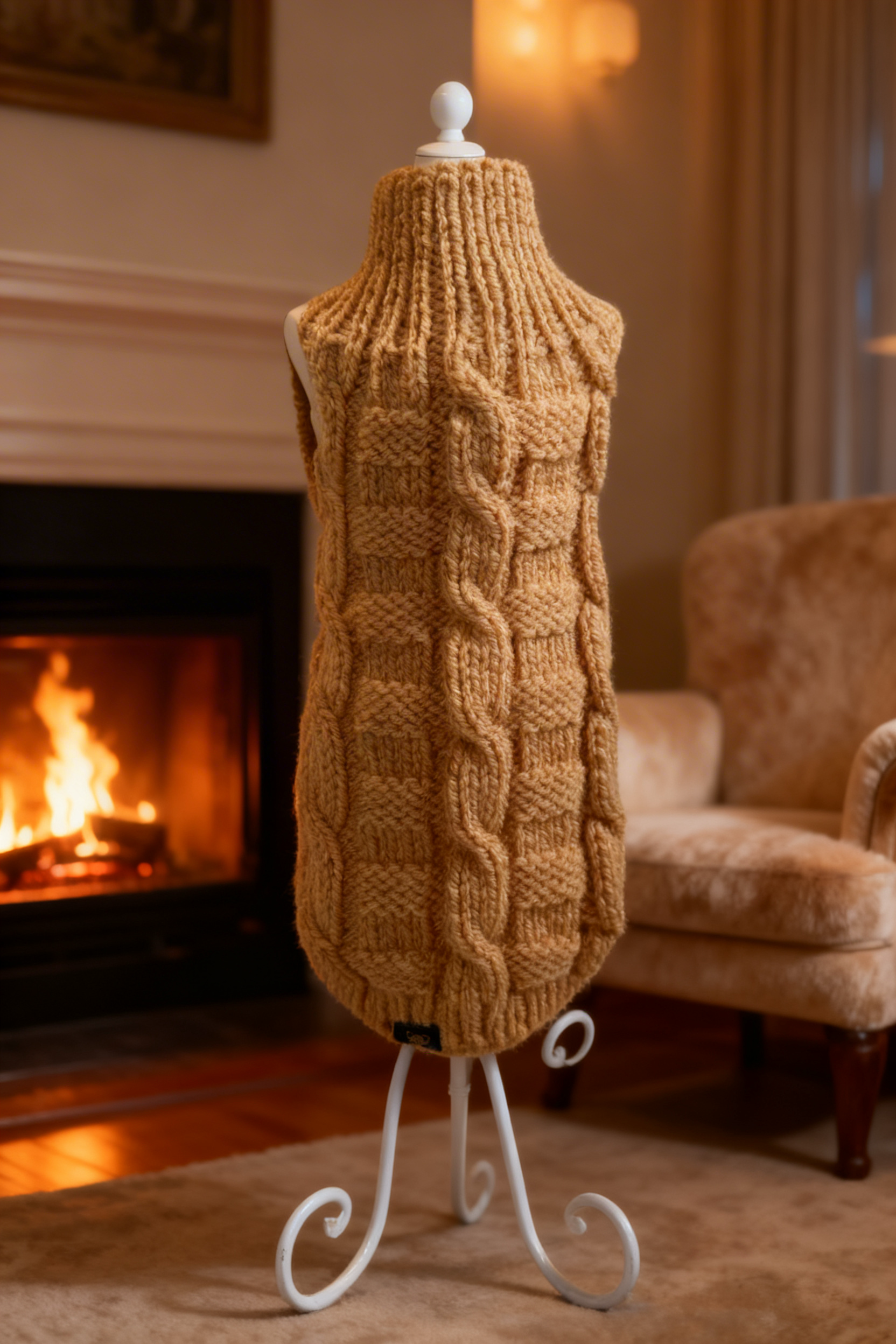 Sweterek SW 1 (ecru, musztardowy, bordowy) - obrazek 3