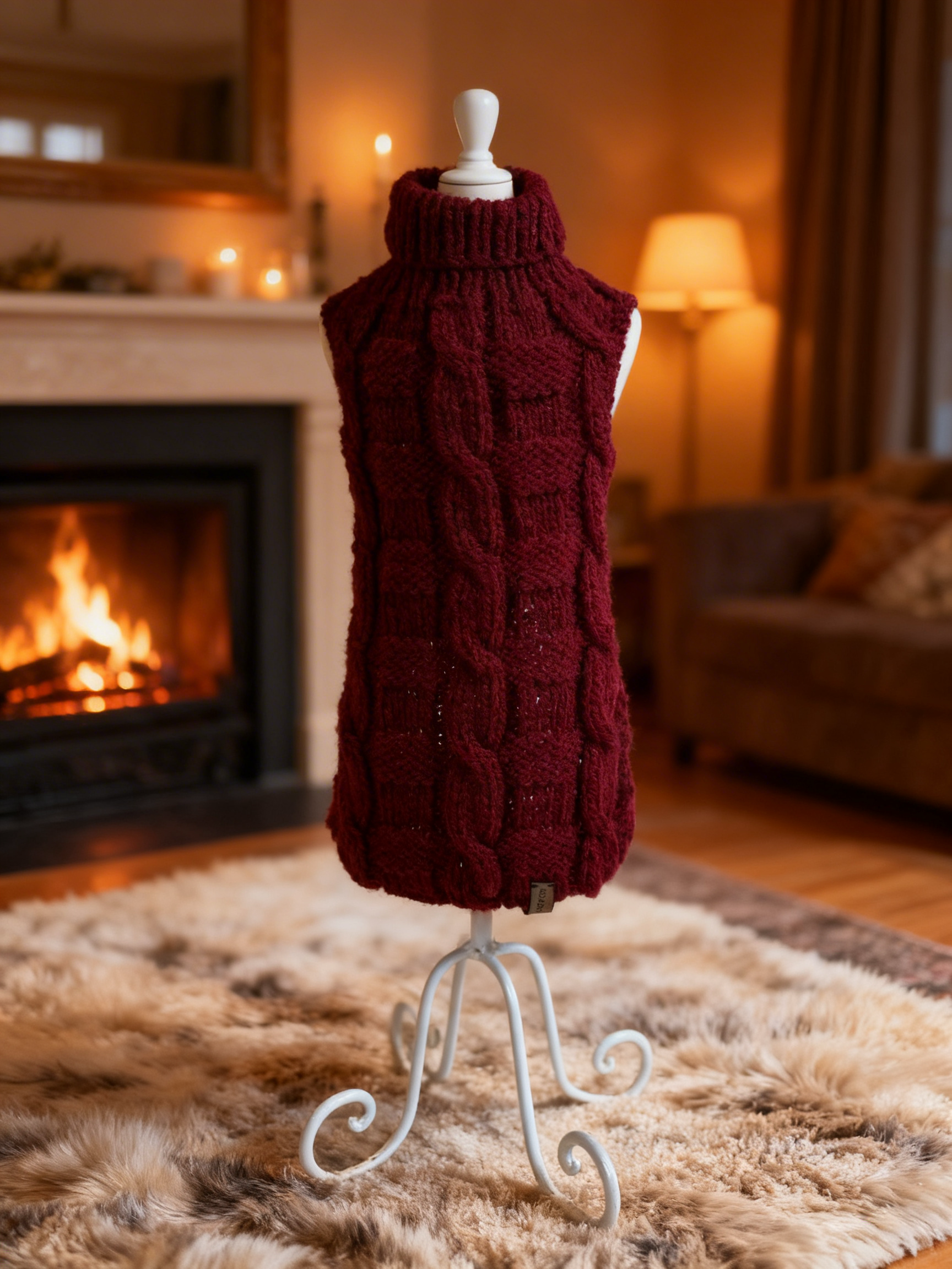 Sweterek SW 1 (ecru, musztardowy, bordowy) - obrazek 5